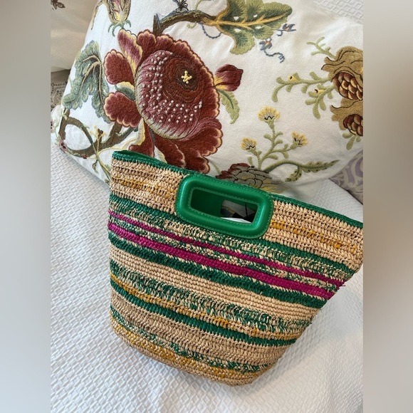 NEW Maje Mini Striped Raffia Bag - Picture 9 of 16